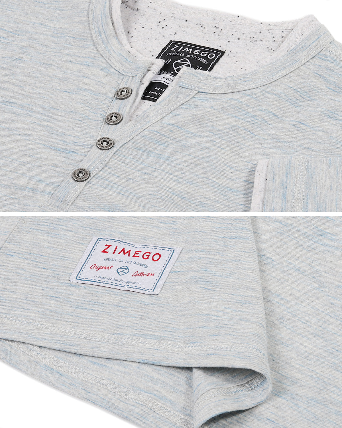 ZIMEGO Mens Short Sleeve Double Layered V-Neck Fashion Henley with Button Placket-3