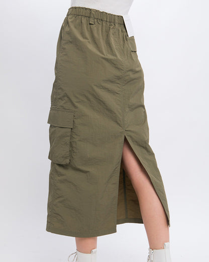 SIDE POCKET CARGO SKIRT-5