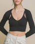 Knit Sweater Cardigan and Crop Tank Top Set-0