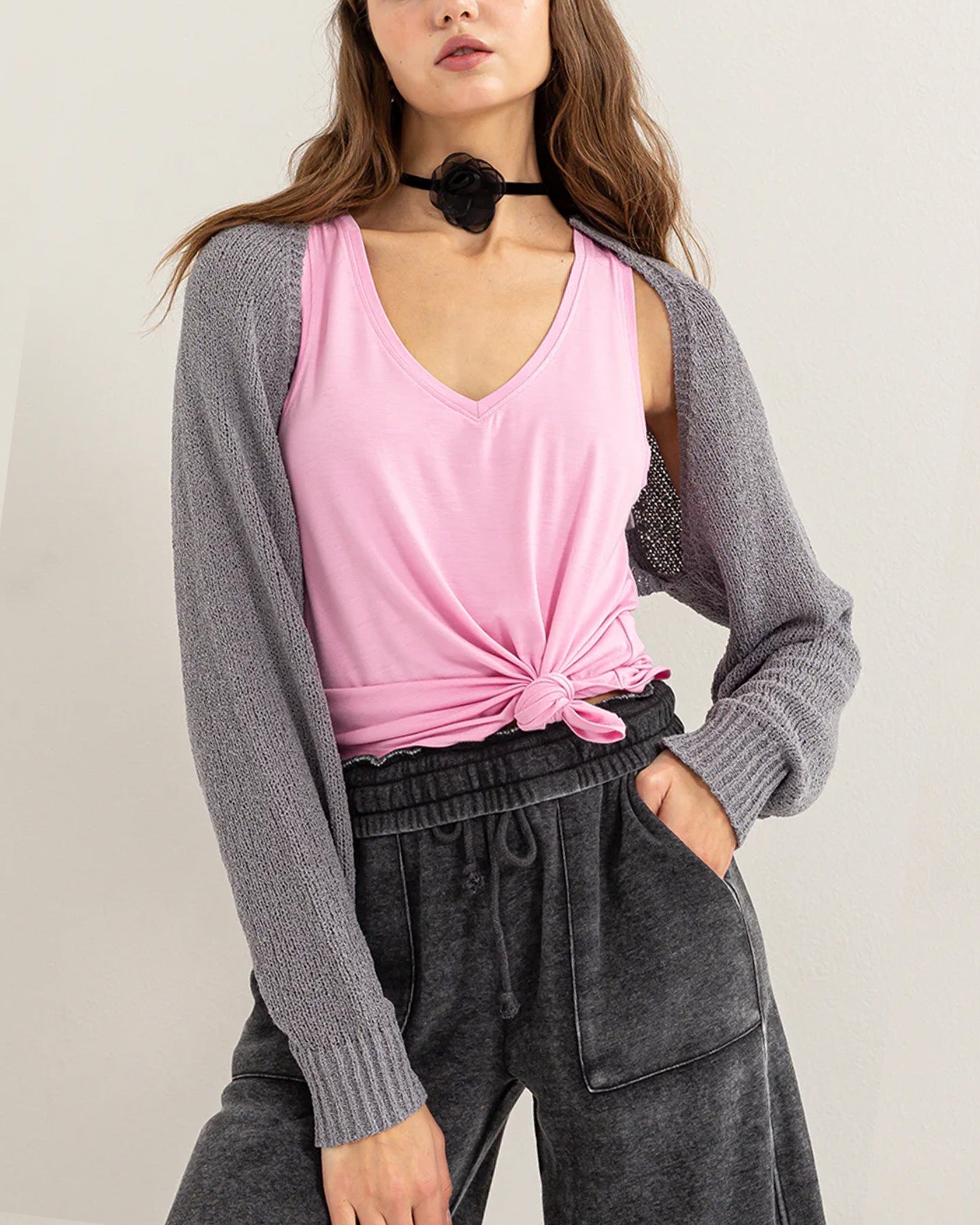 SUMMER ESSENTIAL LONG SLEEVE KNIT BOLERO-0