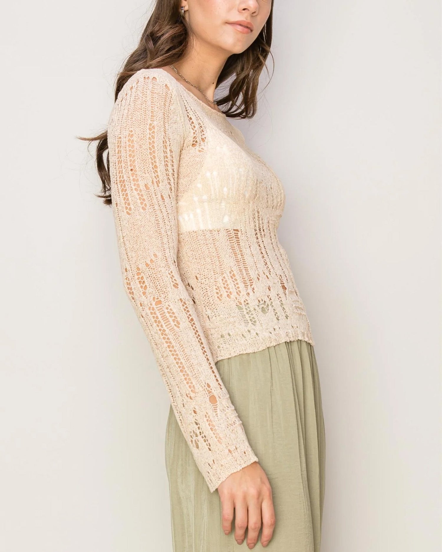 LIGHT WEIGHT OPEN STITCH KNIT TOP-4