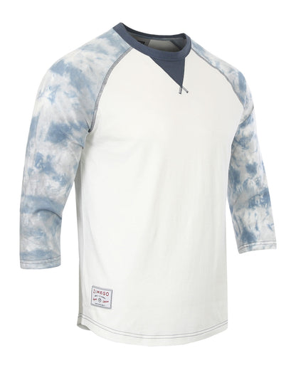 Mens 3/4 Tie Dye Sleeve Modern Fit Stretch Contrast Raglan Casual Crew Neck T-Shirts-1