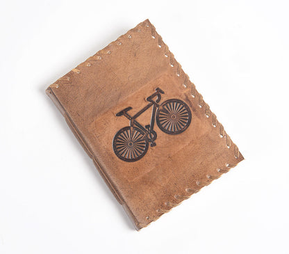 Hand Bound Leather Cycle Motif Journal-0