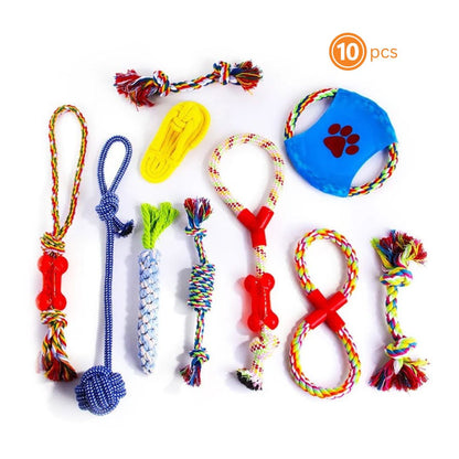 10 pcs Assorted Braided Cotton Rope dog Chew toys-0