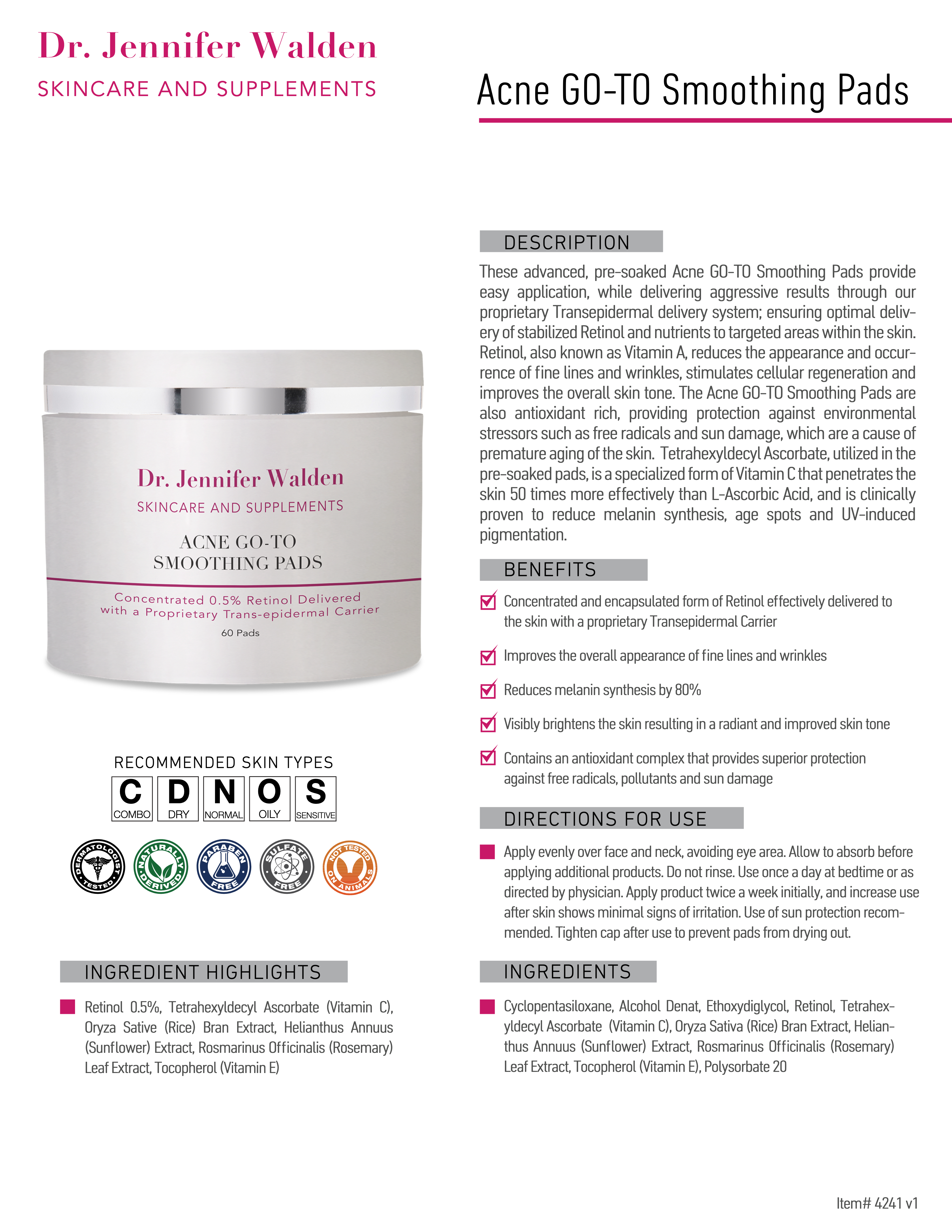 ACNE GO-TO SMOOTHING PADS WITH 0.5% RETINOL-3