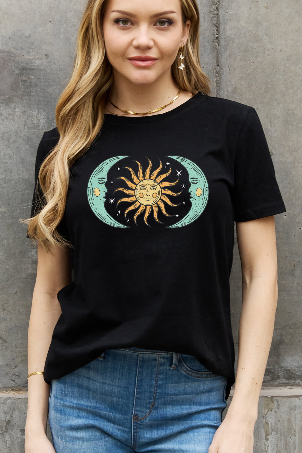 Simply Love Full Size Sun &amp; Moon Graphic Cotton Tee