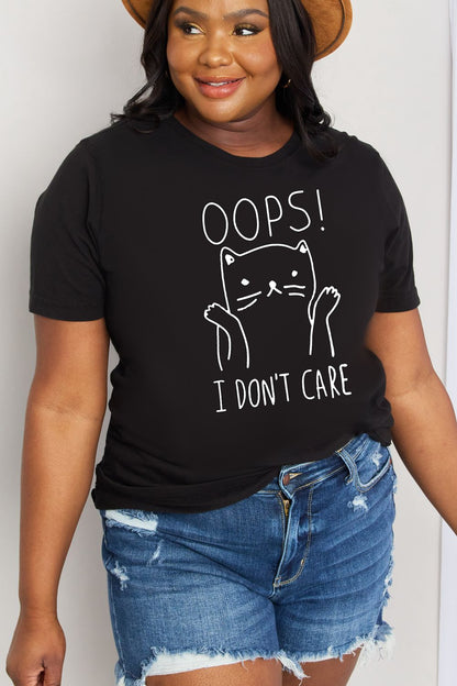 Simply Love Full Size OOPS I DON’T CARE Graphic Cotton Tee