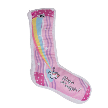 Squeaking Unicorn Comfort Plush Sock Dog Toy-0