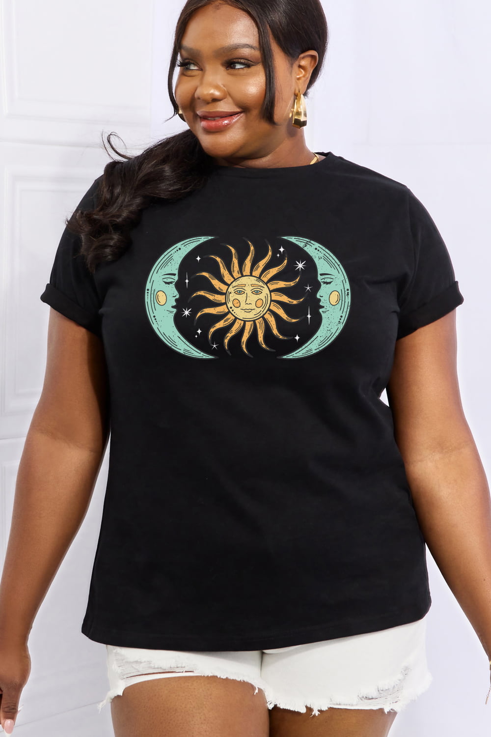 Simply Love Full Size Sun &amp; Moon Graphic Cotton Tee