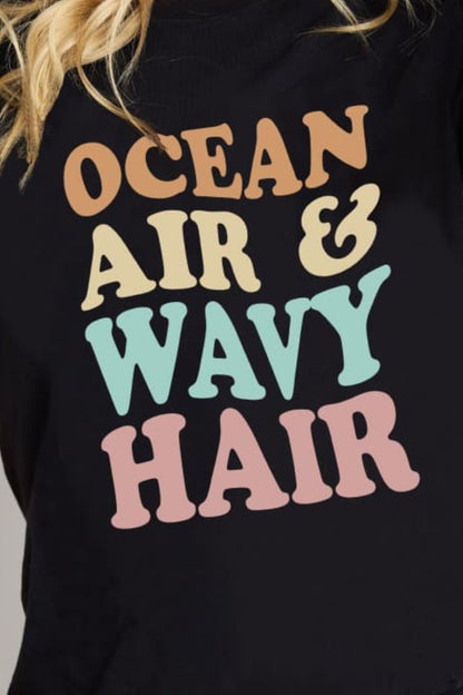 Simply Love Full Size OCEAN AIR &amp; WAVY HAIR Graphic Cotton T-Shirt