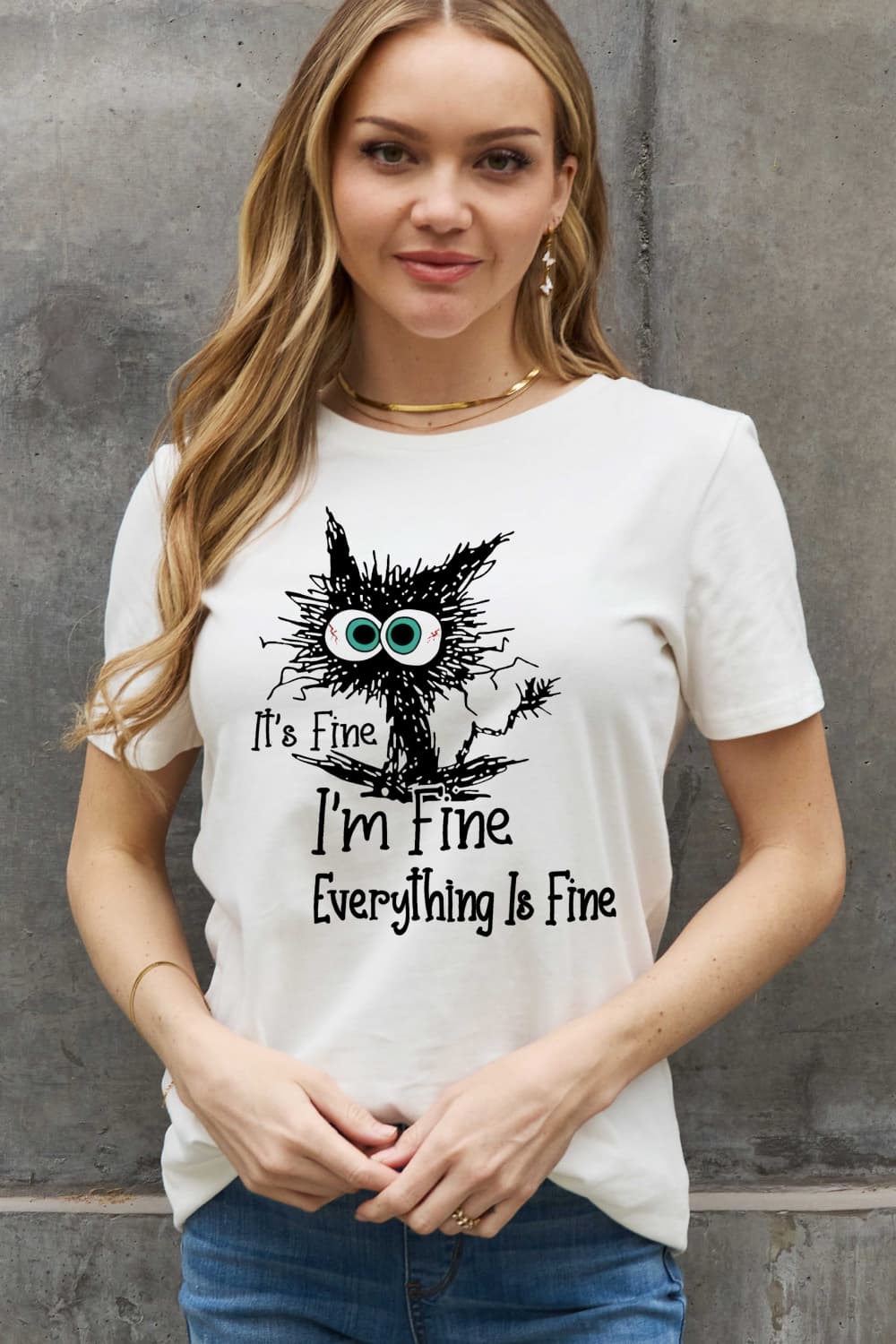 Simply Love Full Size IT‘S FINE IT‘S FINE EVERYTHING IS FINE Graphic Cotton Tee