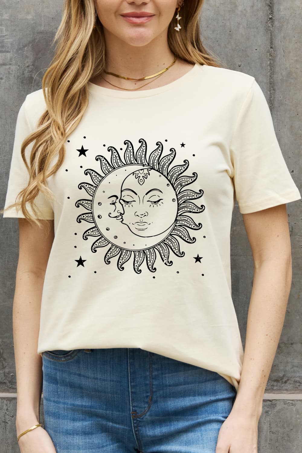 Simply Love Sun and Star Graphic Cotton Tee