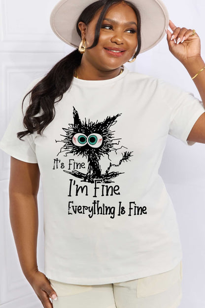 Simply Love Full Size IT‘S FINE IT‘S FINE EVERYTHING IS FINE Graphic Cotton Tee