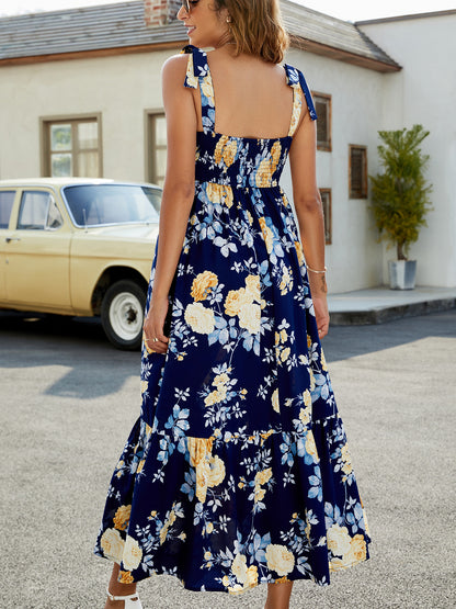 Floral Tie-Shoulder Sleeveless Dress