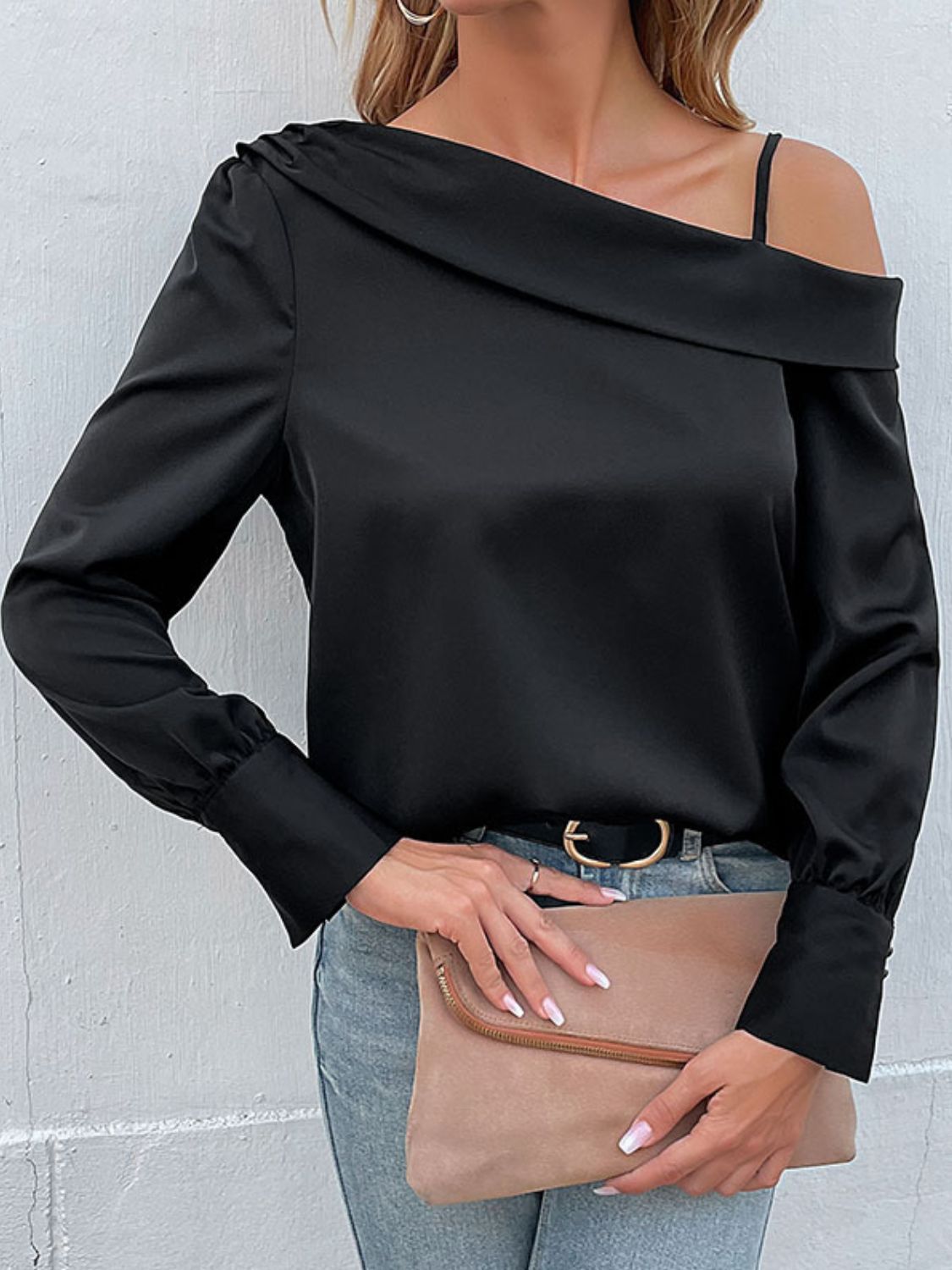 Cold-Shoulder Long Sleeve Top