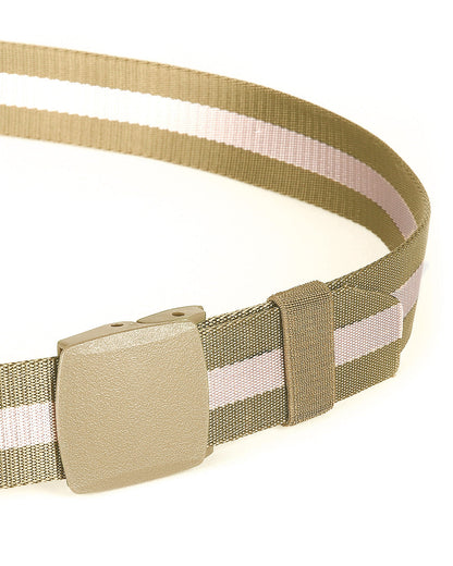 ZIMEGO Mens One Size Adjustable Strap Stripe Nylon Web Belt With Plastic Buckle-10