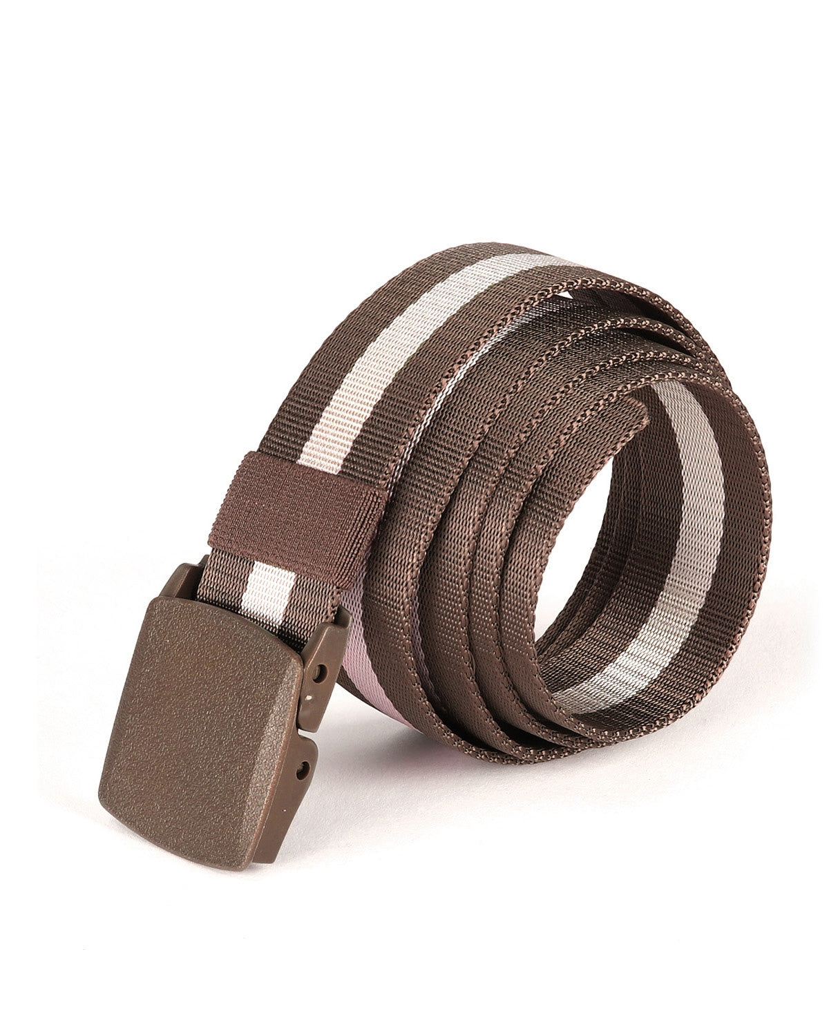ZIMEGO Mens One Size Adjustable Strap Stripe Nylon Web Belt With Plastic Buckle-12