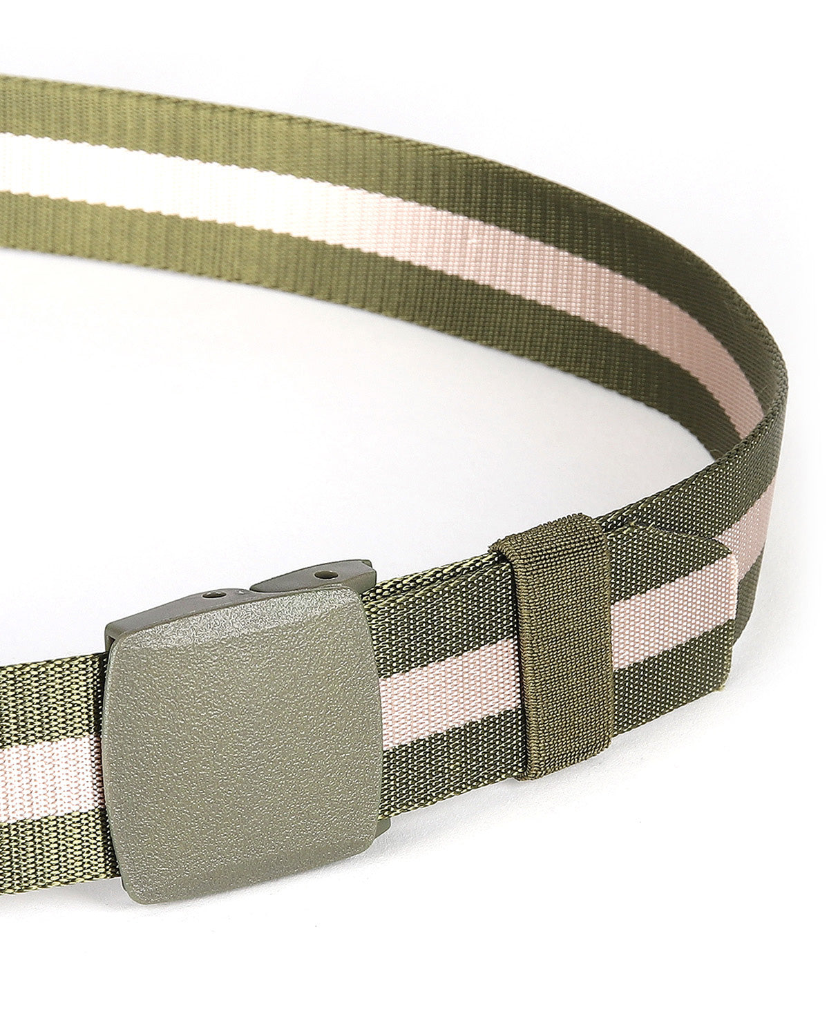ZIMEGO Mens One Size Adjustable Strap Stripe Nylon Web Belt With Plastic Buckle-5
