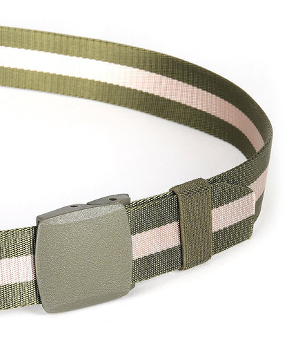 ZIMEGO Mens One Size Adjustable Strap Stripe Nylon Web Belt With Plastic Buckle-5
