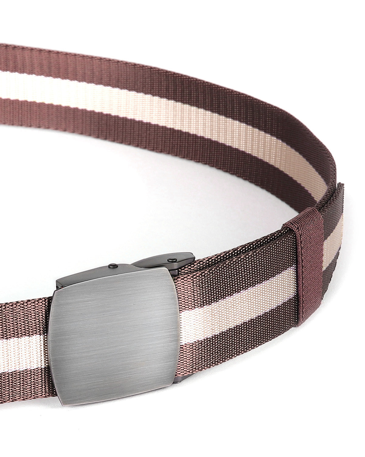 ZIMEGO Mens One Size Adjustable Strap Stripe Nylon Web Belt With Metal Buckle-14