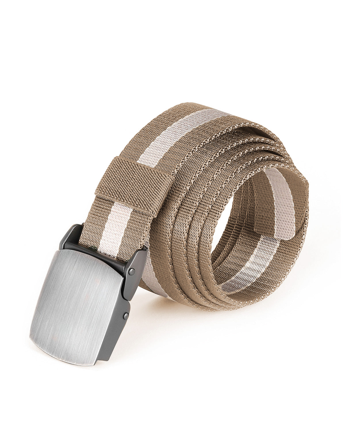ZIMEGO Mens One Size Adjustable Strap Stripe Nylon Web Belt With Metal Buckle-11