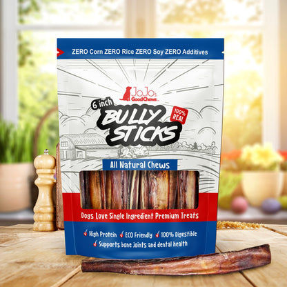 Natural Beef Bully Stick Dog Treats - 6&quot; Jumbo (2-Pack)-1