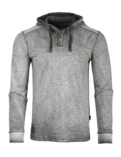 RESTOCKED! ZIMEGO Long Sleeve Vintage Oil Wash Garment Dye Hooded Henley-0