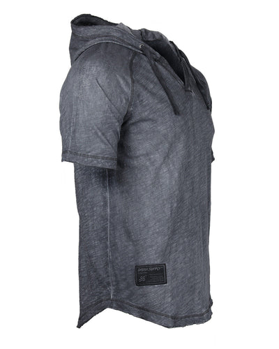 ZIMEGO Short Sleeve Vintage Garment Dyed Hooded Raglan Henley-10