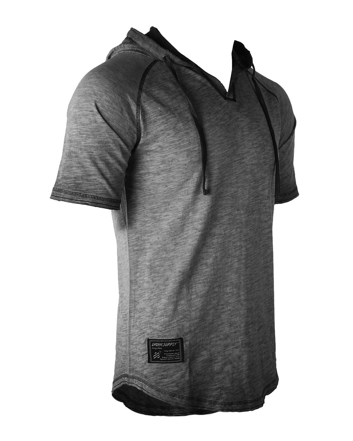 ZIMEGO Short Sleeve Vintage Garment Dyed Hooded Raglan Henley-21