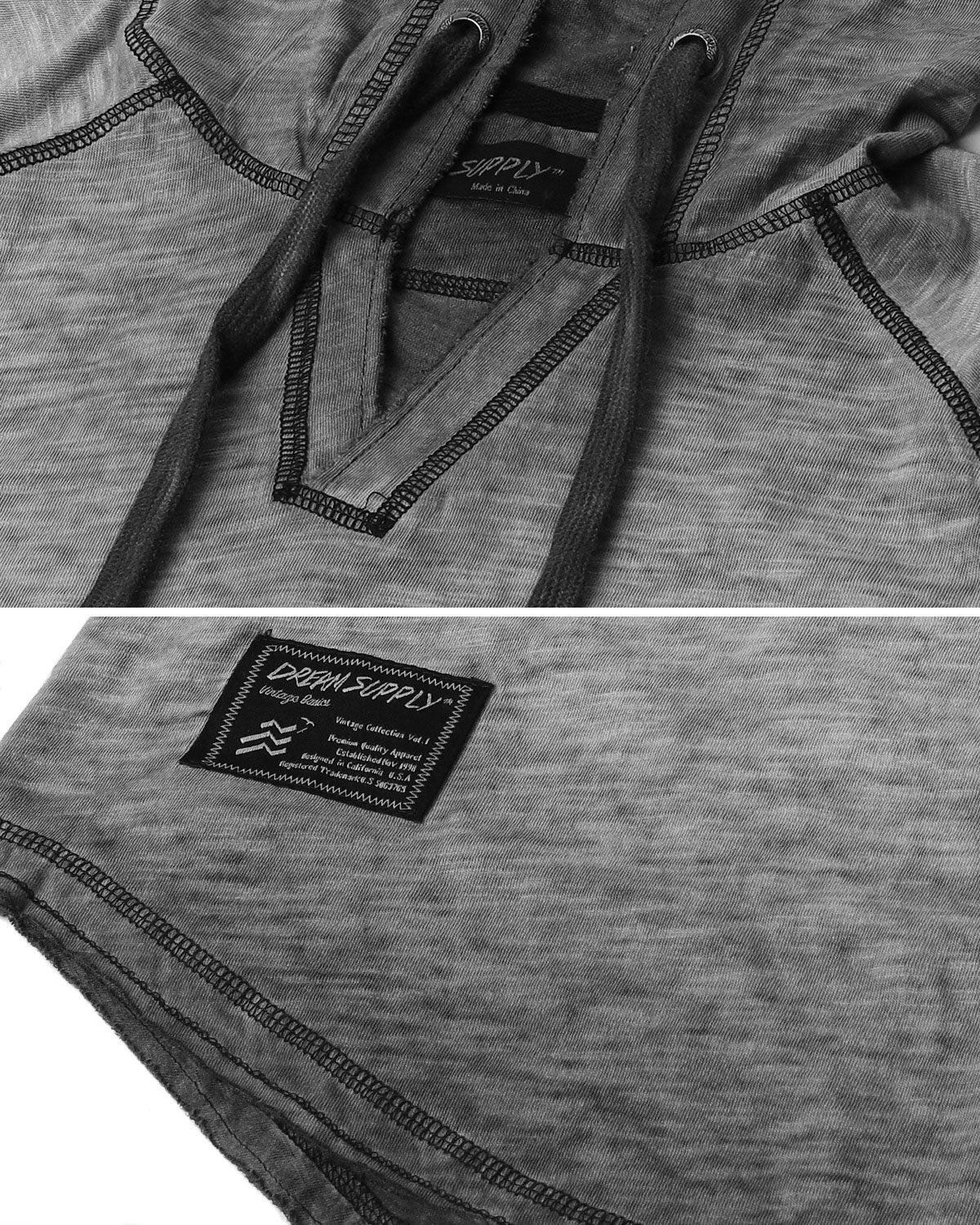 ZIMEGO Short Sleeve Vintage Garment Dyed Hooded Raglan Henley-22