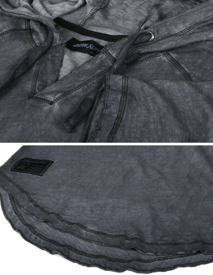 ZIMEGO Short Sleeve Vintage Garment Dyed Hooded Raglan Henley-20