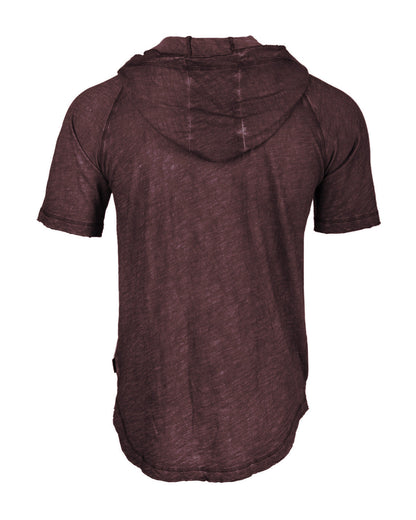 ZIMEGO Short Sleeve Vintage Garment Dyed Hooded Raglan Henley-16