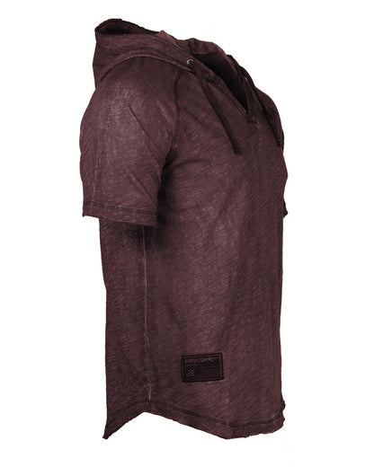 ZIMEGO Short Sleeve Vintage Garment Dyed Hooded Raglan Henley-15