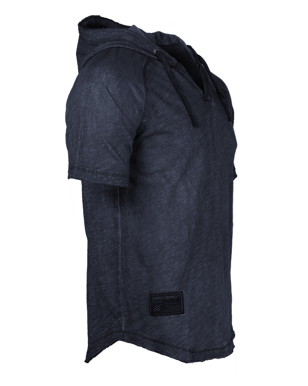 ZIMEGO Short Sleeve Vintage Garment Dyed Hooded Raglan Henley-13