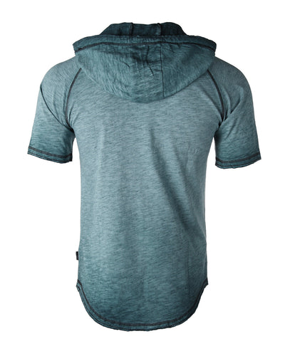 ZIMEGO Short Sleeve Vintage Garment Dyed Hooded Raglan Henley-11