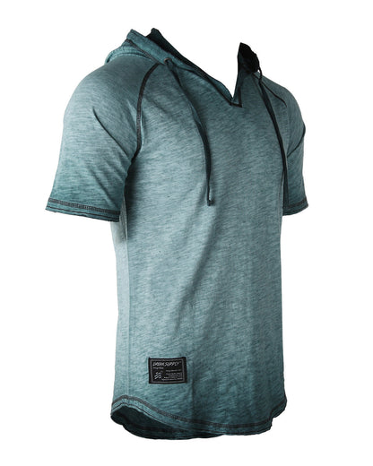 ZIMEGO Short Sleeve Vintage Garment Dyed Hooded Raglan Henley-8