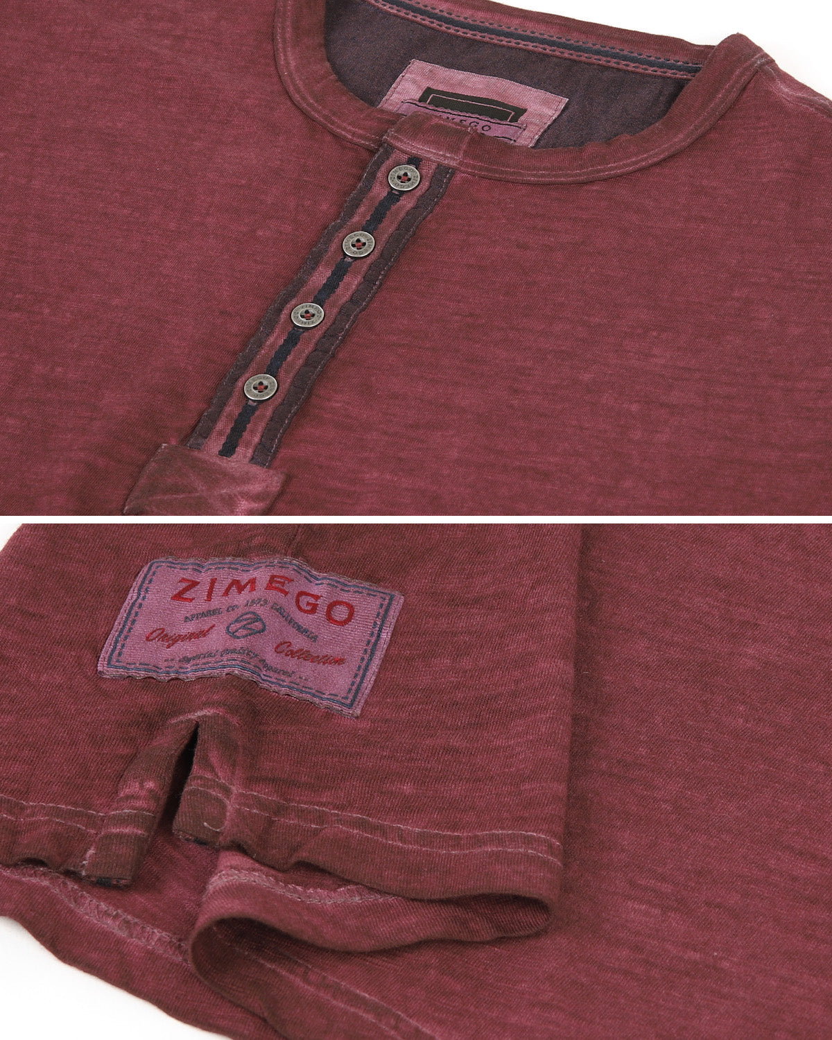 ZIMEGO Mens Short Sleeve Crew Neck Oil Wash Vintage Button Henley T-Shirt-6