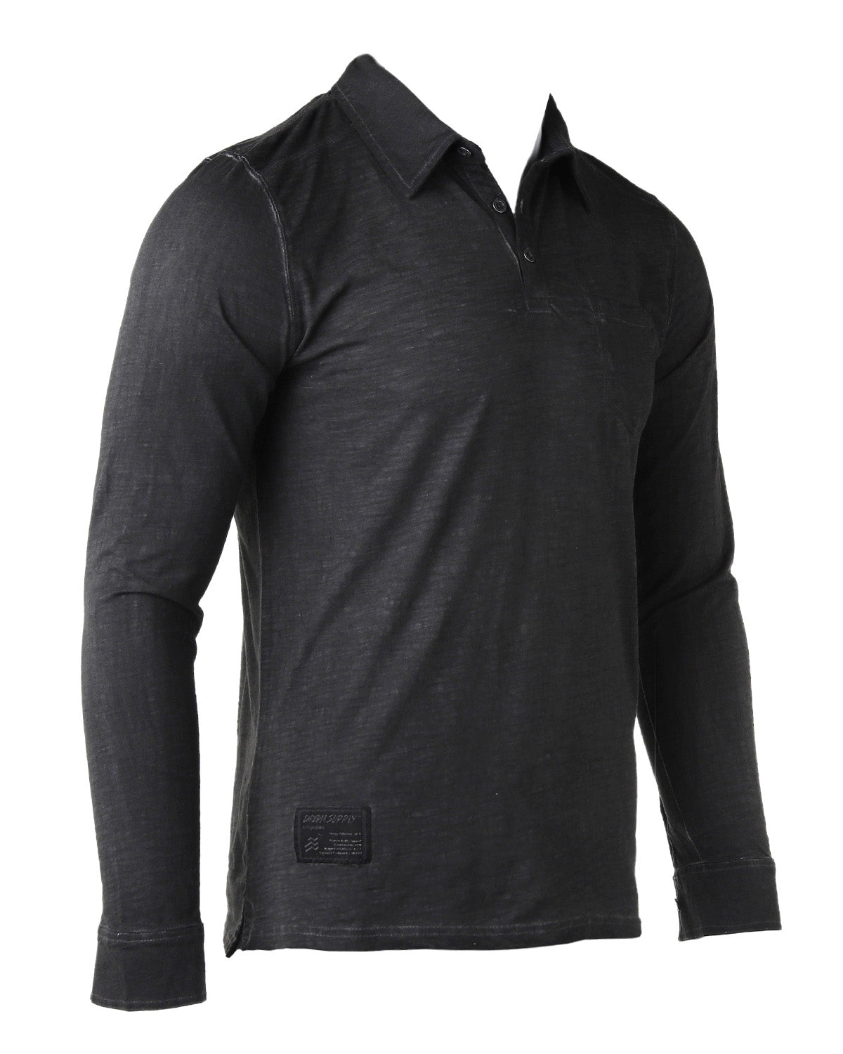 ZIMEGO Mens Long Sleeve Oil Wash Vintage Henley Button Cuffs Pocket Polo T-Shirt-5