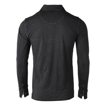 ZIMEGO Mens Long Sleeve Oil Wash Vintage Henley Button Cuffs Pocket Polo T-Shirt-8
