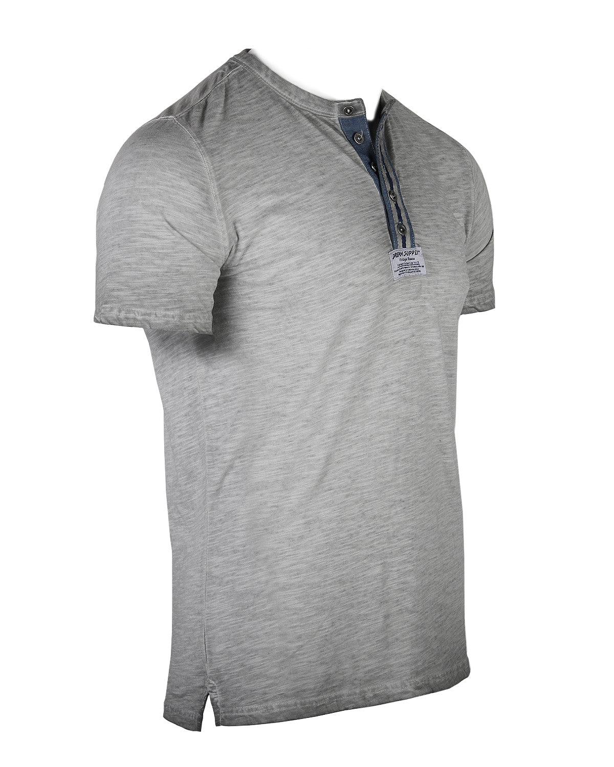 ZIMEGO Mens Short Sleeve Crew Neck Oil Wash Vintage Button Henley T-Shirt-5