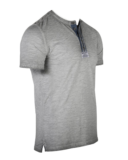 ZIMEGO Mens Short Sleeve Crew Neck Oil Wash Vintage Button Henley T-Shirt-5