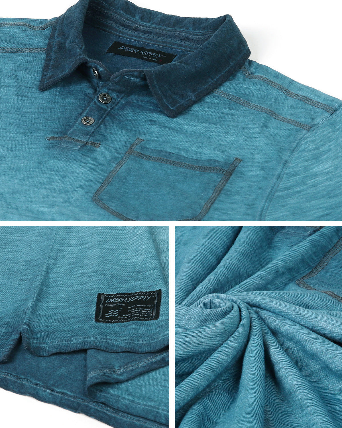 ZIMEGO Mens Short Sleeve Oil Wash Vintage Button Henley Pocket Polo T-Shirt-21