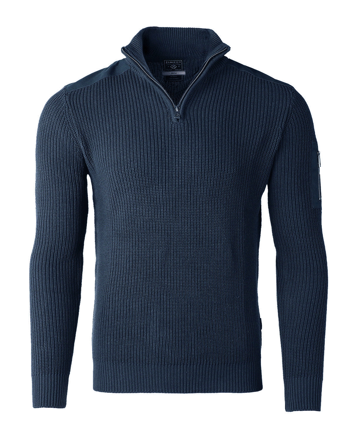 Free 3-day Shipping - ZIMEGO Mens Long Sleeve Pullover Quarter Zip Mock Neck Polo Sweater with Pocket-1