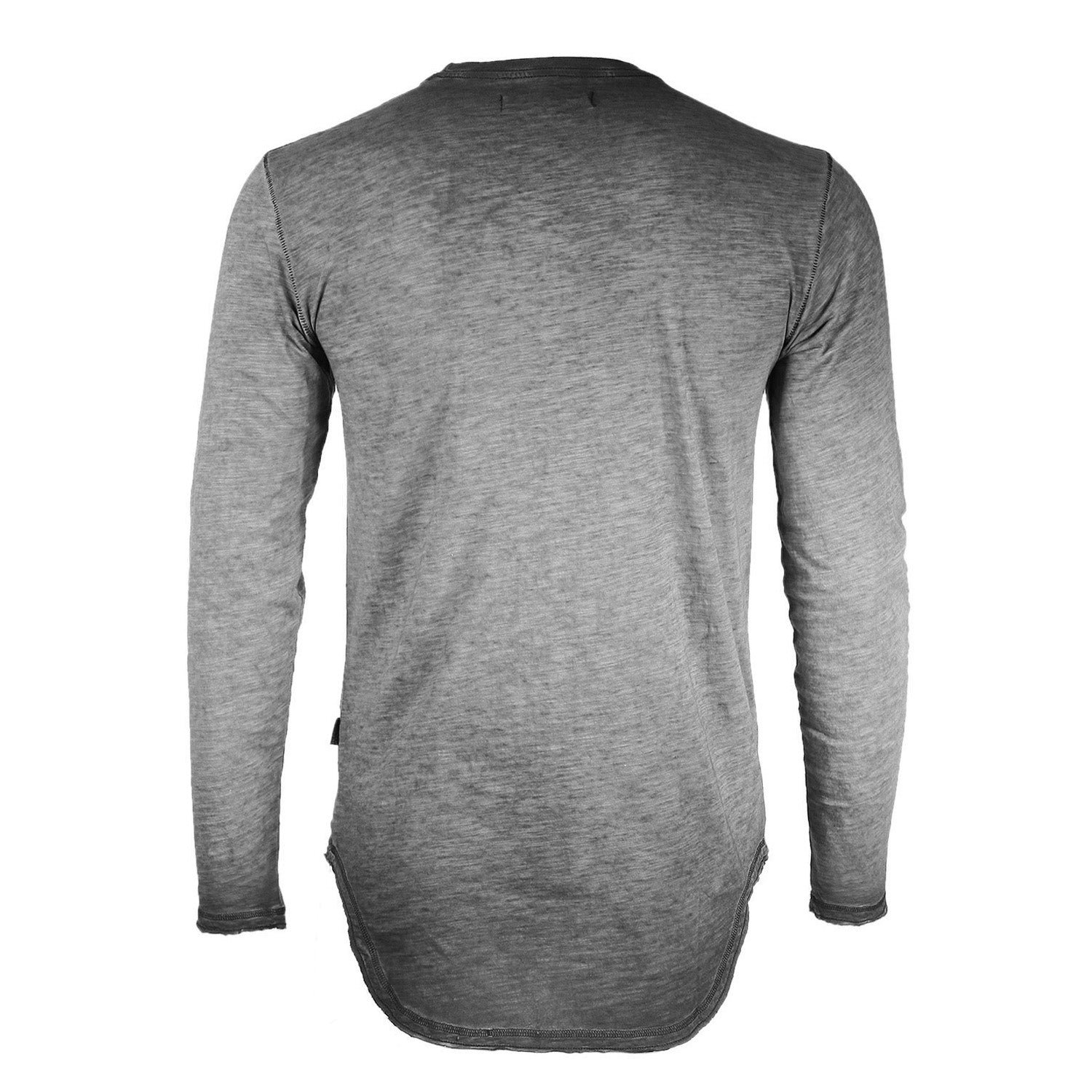 ZIMEGO Mens Long Sleeve Crewneck Oil Wash Vintage Raw Edge Hem Hipster Hip-Hop T shirt-2