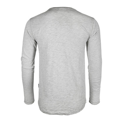 ZIMEGO Mens Long Sleeve Crewneck Oil Wash Vintage Raw Edge Hem Hipster Hip-Hop T shirt-2