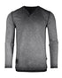ZIMEGO Mens Long Sleeve V-Neck Henley Oil Wash Contrast Seam Vintage Shirt - Charcoal-0