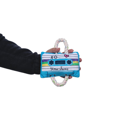 Cassette Tape Crinkle and Squeaky Plush Dog Toy-1
