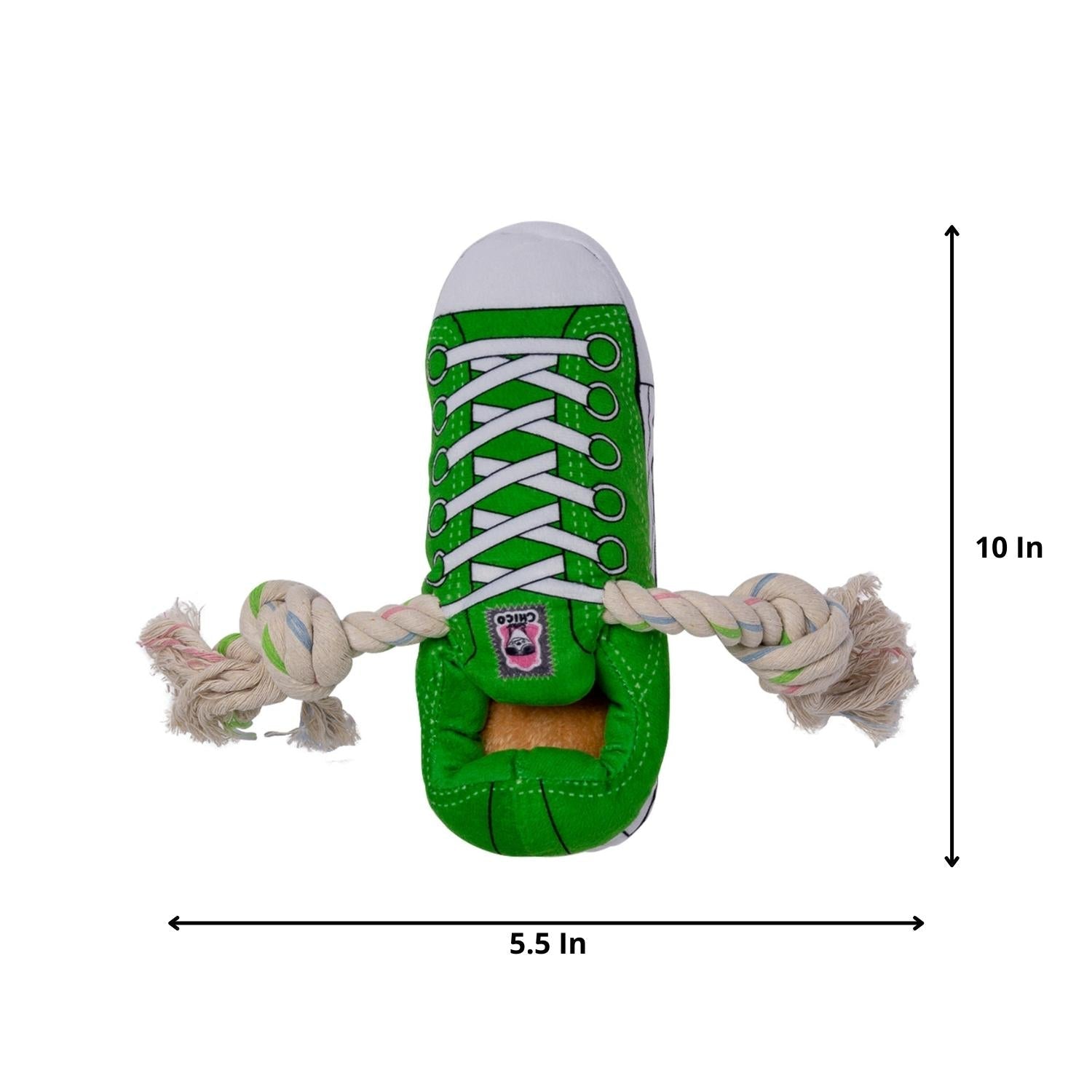 Squeaking Comfort Plush Sneaker Dog Toy - Green-5