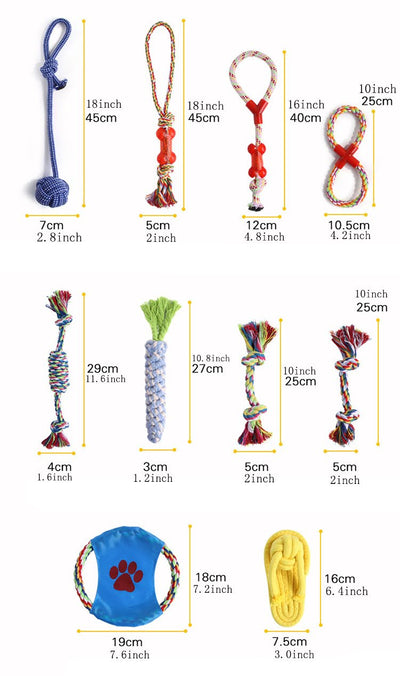 10 pcs Assorted Braided Cotton Rope dog Chew toys-1