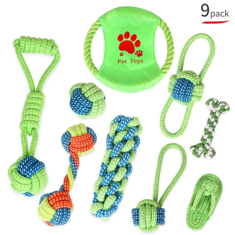 9 pcs Braided Cotton Rope Chew Toys-0